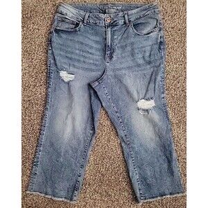 Maurices Womens Plus Size 20W Raw Hem Stretch Jeans Distressed